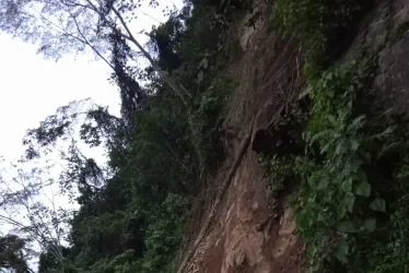 Derrumbe en la vía entre Manzanares y Las Margaritas. 