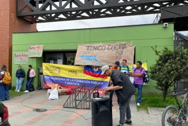 Debido al plantón no se permitió el ingreso de aprendices a la sede de Maltería del Sena Caldas. 