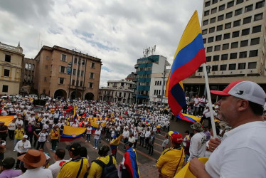 La movilización contó con la presencia de veteranos de la Fuerza Pública.