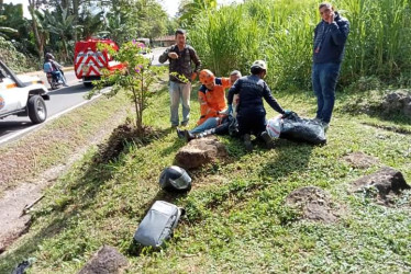 Un hombre resultó herido tras salirse de la vía en su moto en Anserma (Caldas).