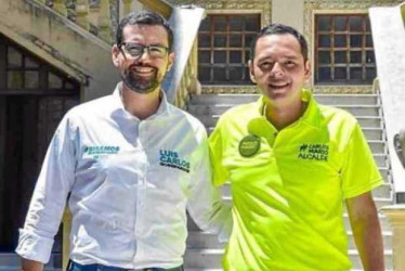 Luis Carlos Velásquez, gobernador de Caldas, y Carlos Mario Marín, alcalde de Manizales.