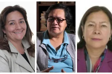 Las abogadas Ángela María Buitrago Ruiz (izquierda), Amelia Pérez Parra (centro) y Amparo Cerón Ojeda integran la terna para sustituir a Francisco Barbosa como fiscal General de la Nación.