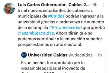 “Ahora dirán que no podemos contribuir a la educación porque estamos en año electoral”, dijo el mandatario de los caldenses.