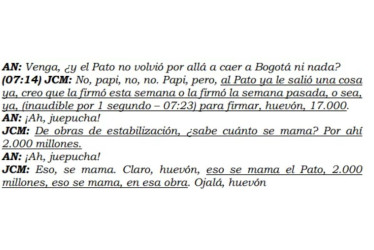 Llamada interceptada entre Juan Carlos Martínez y Alejandro Noreña, donde se habla del proyecto de Manizales.