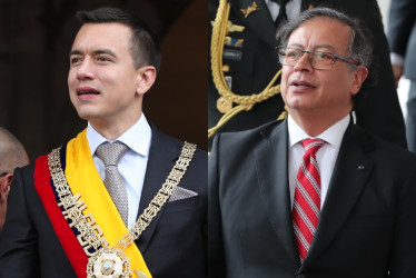 El presidente de Ecuador, Daniel Noboa (izquierda), y su homólogo colombiano, Gustavo Petro.