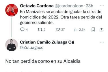 Al exalcalde se le olvidaron sus cifras Foto|Tomada de la cuenta de X @jcardonaleon|LA PATRIA