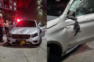  Así quedó el vehículo tras el volcamiento en la avenida Alberto Mendoza de Manizales.