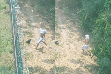 Así lanzan objetos a la cárcel Doña Juana de La Dorada. 