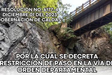 El puente afectado en Filadelfia (Caldas).