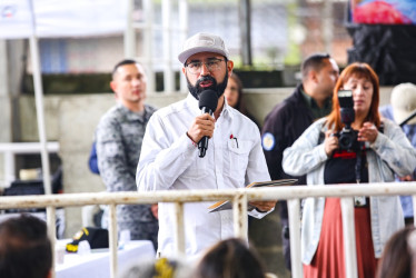 Andrés Camacho, ministro de Minas y Energía, durante su intervención en el CIC de San Sebastián, en Manizales. 