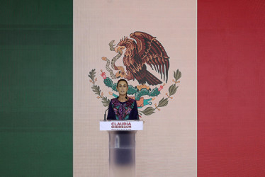 Claudia Sheinbaum este lunes durante su discurso de agradecimiento tras ganar las elecciones.