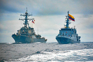 Foto | Tomada del X @@COMANDANTE_ARC | LA PATRIA  Los buques que participaron en los ejercicios navales.