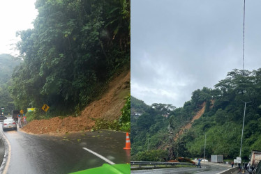 En San Marcos de León (izquierda) y El Tambo (derecha) hay derrumbes que obstaculizan el paso hacia Chinchiná y Pereira.
