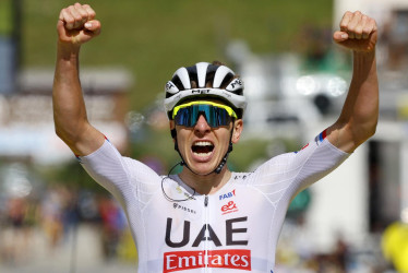 El esloveno Tadej Pogacar tras ganar la cuarta etapa del Tour de Francia.