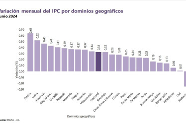 Variación mensual del IPC por dominios geográficos