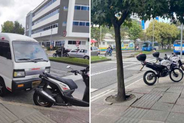 Así se encontraba la bahía con el camión y las motos estacionadas ocupando zona de parqueo provisional y de uso exclusivo para motocicletas. 