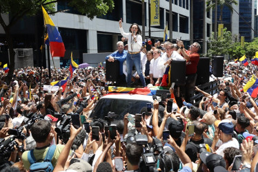 María Corina Machado encabezó la manifestación en Caracas contra Nicolás Maduro.