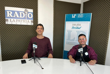 Leonel Vidal Londoño y Santiago Suárez, del equipo de producción del Festival de Arte Sonoro de Manizales Semiótica.