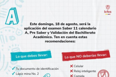  Foto I Tomada del Icfes I LA PATRIA  El Icfes por medio de esta imagen expone recomendaciones para las miles de personas que presentarán mañana las pruebas Saber en Colombia, entre ellas de Manizales y del resto de Caldas.