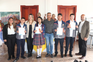 Los seleccionados de Aguadas que viajarán a España con la Banda Sinfónica Juvenil de Caldas.