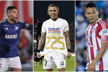 Falcao García, Dayro Moreno y Carlos Bacca