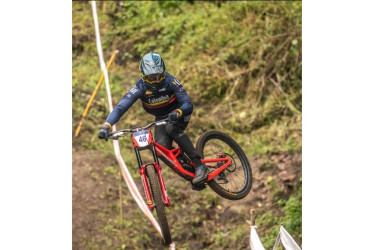 Juan José Jaramillo, caldense, ganador de la prueba de downhill en los Juegos Bolivarianos. 