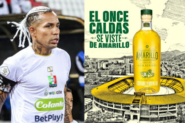 El Once Caldas tendrá en su camiseta del 2025 el logo del Aguardiente Amarillo de Manzanares, producto estrella de la Industria Licorera de Caldas.