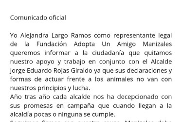 Indignados terminaron algunos animalistas ante las recientes declaraciones del alcalde, Jorge Eduardo Rojas. 