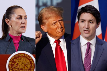 Claudia Shienbaum, Donald Trump y Justin Trudeau.