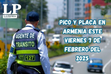 En Armenia (Quindío) se mantiene este 2025 la restricción de pico y placa para los carros, motos y taxis. Conozca los números, horarios y sectores.   Estos son los números de placa de vehículos particulares que tienen restricción este viernes (31 de enero del 2025): 3 y 4.  La medida aplica para los siguientes sectores y en los siguientes horarios:  En el centro de Armenia: desde la calle 11 hasta la 25 entre carrera 13 y 22 entre las 7:00 a.m. y las 7:00 p.m. Entre las calles 2 y 26 y desde la carrera 11 h