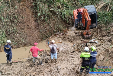 Sitio de la búsqueda en la vereda Los Cuervos, en Villamaría (Caldas).