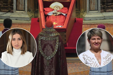 La ministra de Relaciones Exteriores, Laura Sarabia (izq.), y la primera dama, Verónica Alcocer, representarán al Estado colombiano en el funeral del papa Francisco, ante la imposibilidad del viaje del presidente, Gustavo Petro.