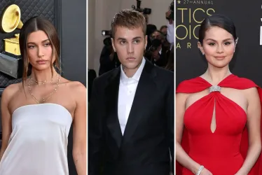 Foto | Cortesía InTouch Weekly | LA PATRIA De derecha a izquierda: Hailey Bieber, Justin Bieber y Selena Gomez.