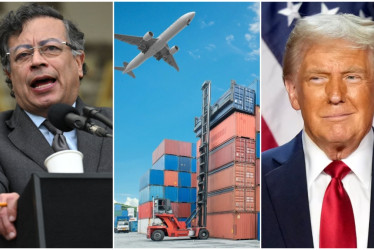Gustavo Petro (izq.), presidente de Colombia, y Donald Trump, su homólogo estadounidense, que le impuso aranceles del 10% al país andino.