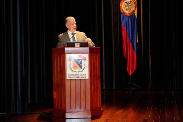 Juan Manuel Santos este martes en la Universidad Militar Nueva Granada.