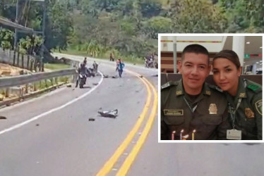 Foto | Cortesía | LA PATRIA La pareja de policías fallecidos este viernes en un accidente en la vía Manizales - Medellín.