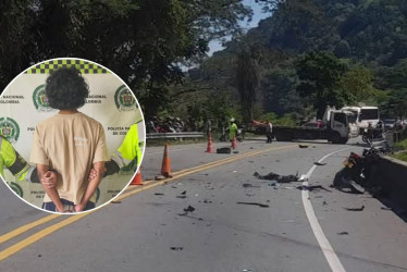 El conductor detenido tras el accidente en la vía Manizales - Medellín el viernes, 18 de abril.