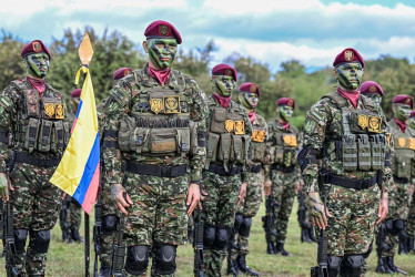  En la imagen se observa un pelotón de personal militar de combate.