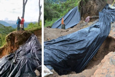 Una vía rural de Manizales colapsa desde el 8 de abril. Habitantes de la vereda reportan nuevas grietas que pondrían en riesgo la construcción de una carretera provisional.