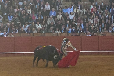 Natural de Ginés Marín al tercero de la tarde. Gran actuación del torero gaditano en Sevilla.