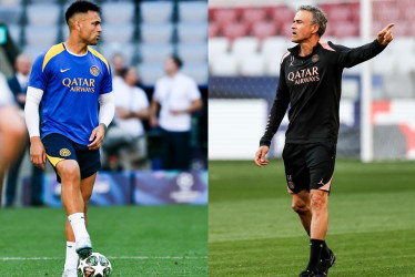 Lautaro Martínez y Luis Enrique