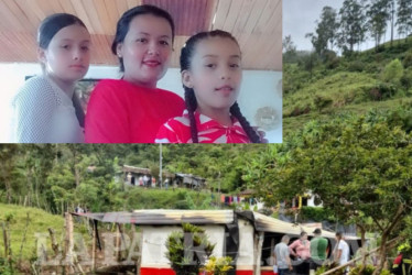En el incendio del pasado sábado en la vereda La Cuchilla de Marmato (Caldas) murió una familia. En la foto, las tres mujeres de la casa.
