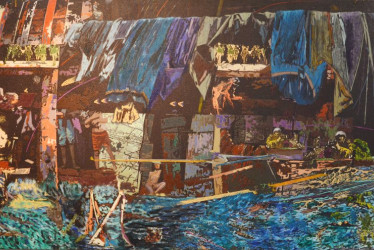 Foto | Freddy Arango | LA PATRIA   Esta es la pintura que más le emociona a Alberto Moreno de la exhibición Agua.