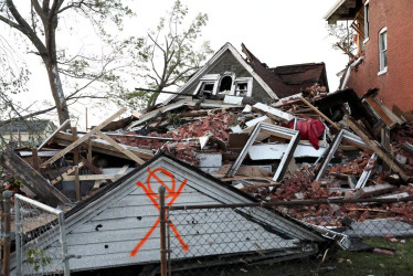 Escombros de una casa en Misuri. 