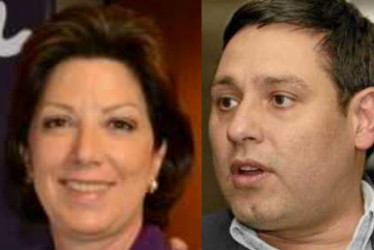 Adriana Gutiérrez Jaramillo, excongresista caldense, y Mauricio Lizcano, precandidato presidencial.