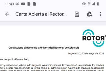 Rottor le indica en una carta al rector de la Unal, Leopoldo Múnera, entre otras cosas:  "Con el propósito de salvaguardar el patrimonio público, en días recientes se ha instaurado una denuncia penal en su contra por la presunta comisión del delito de injuria agravada