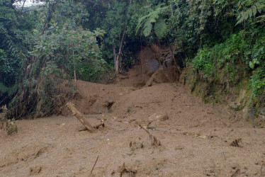 Una vía que conecta a dos municipios del Norte de Caldas está enlodada por un derrumbe al costado del camino. Vea el reporte diario de las vías departamentales. Hay 26 rutas afectadas.