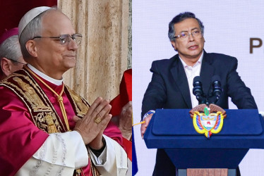 El papa León XIV, nuevo pontífice de la Iglesia católica, y Gustavo Petro, presidente de Colombia.