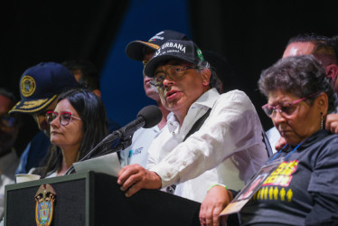 El presidente, Gustavo Petro, este sábado en Medellín.