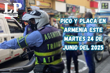 Pico y placa en Armenia (Quindío) este martes 24 de junio del 2025​